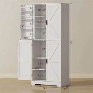 White <b>Kitchen</b> Pantry Sideboard <b>Storage</b> Cabinet - Product Image 6