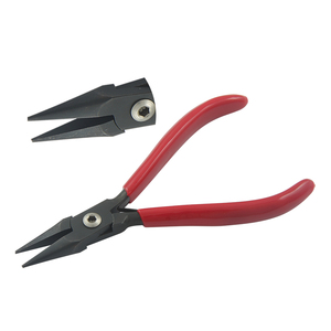 Pince à bec fin en acier inoxydable 130 mm, mâchoires lisses, poignées en PVC à ressort, pour sertissage de circlips et fabrication de bijoux - Product Image 1