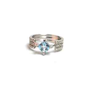 Anillo de Topacio Azul Natural con Corte Princesa, Plata de Ley, Elegante y Lujoso, Regalo de Aniversario de Bodas para Mujer - Product Image 5