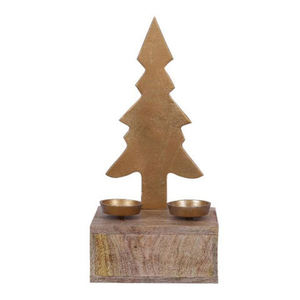 Most Selling Item Cast Aluminum Christmas 4 Star and 4 T-Light With Mango Wood Round Base Table Decorative Gifts for Sale - Product Image 3