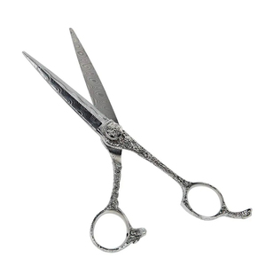 Tijeras de Peluquería Profesionales Antideslizantes de Acero Inoxidable con Acabado Mate, Mango con Textura de Diamante para un Agarre Seguro - Product Image 1