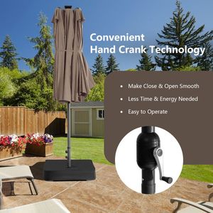 Ombrellone da Patio a Doppia Faccia da 4,5 m con 48 Luci LED Solari - Telaio in Metallo Robusto, Tettoia Ventilata, Manovella e Base Extra - Product Image 5