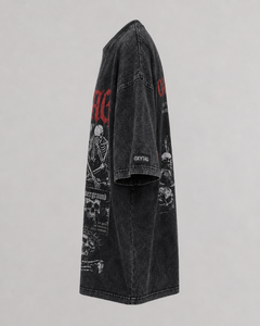 Heavyweight Vintage Acid Wash <b>T</b> <b>Shirt</b> Custom Graphic Streetwear Men Oversized Skeleton Print <b>Gothic</b> Style Cotton Apparel Tee - Product Image 2