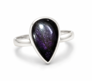 Natural Purpurite Gemstone Oval Cut Bezel Set Rhodium Plated Solid 925 Sterling Silver Handmade Women's Gift <b>Ring</b> - Product Image 1