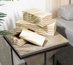 FAIZA CRAFT Caja Organizadora de Joyas Decorativa Moderna Cuadrada y Elegante con Incrustaciones de Resina Hecha a Mano, Estuche de Almacenamiento para Anillos - Product Image 4