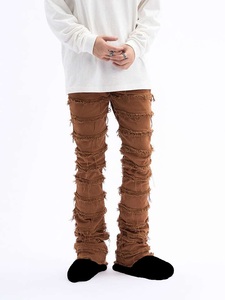 Jeans de mezclilla para hombre, de cintura alta, corte recto, ajustados, desgastados y rasgados, estilo punk, de algodón tejido, para otoño, última colección 2026, de gran demanda - Product Image 5