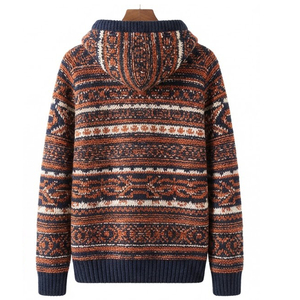 Sweat à capuche d'hiver pour homme en coton jersey tricoté haute densité, écologique, imperméable, avec impression numérique personnalisée en usine et délavage à l'acide - Product Image 2