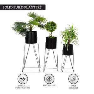 Support de pot de fleurs en métal Solimo avec support de plante en métal haut, support de plante décoratif pour intérieur et extérieur avec pot de fleurs - Product Image 6