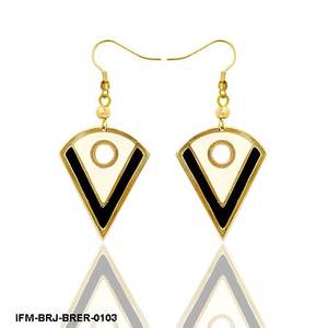 Boucles d'oreilles pendantes géométriques en laiton émaillé faites à la main, motif tranches de pizza, tendance, pour femmes, monochromes noir et blanc, triangulaires - Product Image 1