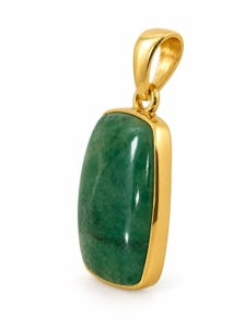 Pendentif en argent sterling 925 plaqué or avec pavé de pierres précieuses, cadeau de bijoux, classique, aventurine verte, pierres naturelles de guérison - Product Image 2