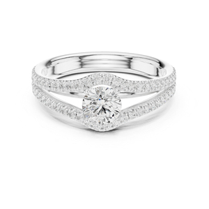 แหวนเพชรทรงกลมทองคำขาว 14K สำหรับผู้หญิง สวมใส่ในออฟฟิศ เพชรเพาะเลี้ยงใหม่ - Product Image 3