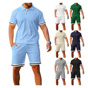 Ensemble de survêtement pour homme, vêtements d'été, ensemble 2 pièces, chemise à manches courtes et short, tenue polo et short pour homme, confortable et léger - Product Image 2