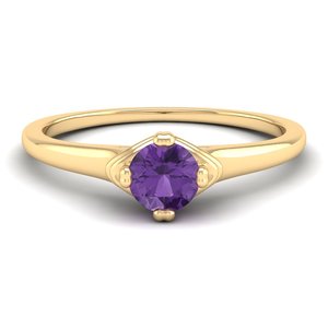 Anillo solitario REYES de nuevo diseño con corte redondo, gema de amatista de 0.5 quilates, certificado GRA, plata de ley 925, joyería de moissanita para mujer - Product Image 6