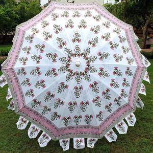 Sombrilla Grande de Algodón Hecha a Mano con Estampado Bagru, Sombrilla de Jardín para Decoración de Jardín, Parasol para Decoración de Bodas - Product Image 2