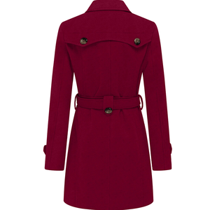 Manteau long élégant en coton et laine, veste d'hiver, coupe ajustée, trench-coat tendance, vêtements décontractés pour femmes - Product Image 5