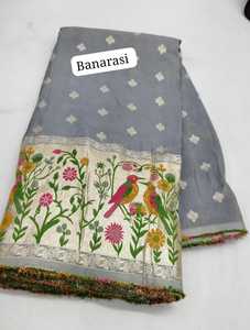 Tela de tejido Banarasi con estampado para usar en sarees o vestidos Kurtis - Product Image 5