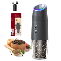 Rechargeable Gravity Sensing Salt and Pepper Grinder Electric 135ML Mill Shaker LED Kitchen Ceramic Salt Grinder