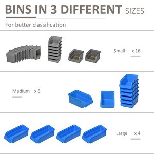 44-Piece <b>Pegboard</b> Organizer Kit Wall Mounted Tool Storage Rack with Blue Bins and <b>Hooks</b> - Product Image 5