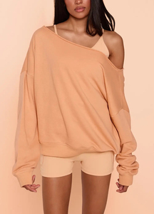 Sudaderas para Mujer, Holgadas, de Manga Larga, Estilo Oversize, Tejidas, de Color Sólido, Cuello Redondo, Transpirables y Ligeras - Product Image 4