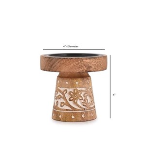 Porte-bougie Hurricane en bois de manguier avec incrustation en laiton |   Décoration d'intérieur artisanale de style Art déco, design carré, vente en gros - Product Image 4