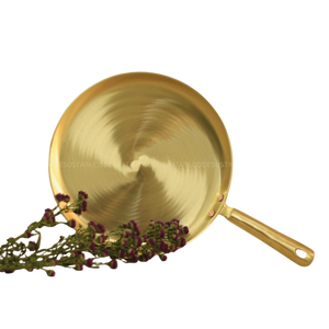 Wok Kadhai en laiton martelé robuste, fait main, finition premium, pour cuisson traditionnelle et friture profonde - Product Image 4