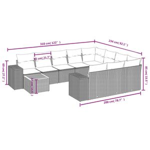 Juego de Sofás de Patio de 11 Piezas en Poliratán Negro con Cojines, Muebles Elegantes para Exteriores - Product Image 3