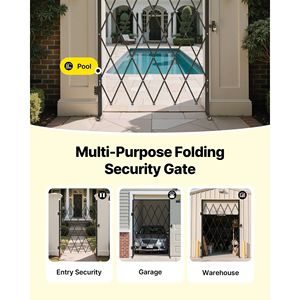 Porte de sécurité pliante simple verrouillable, barrière à ciseaux pivotante à 360 degrés, roulettes pivotantes, barrière extérieure en acier, portes de sécurité rétractables - Product Image 6