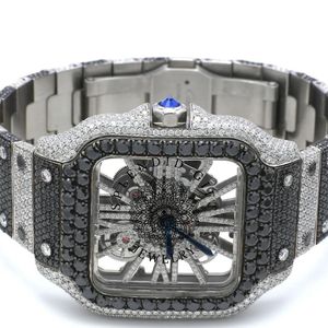Reloj de Cuarzo de Lujo para Hombre y Mujer, con Moissanita, Caja Cuadrada Plateada de 39 mm, Movimiento Analógico ETA, Día/ Fecha, Cristal de Zafiro, Cierre Plegable - Product Image 1