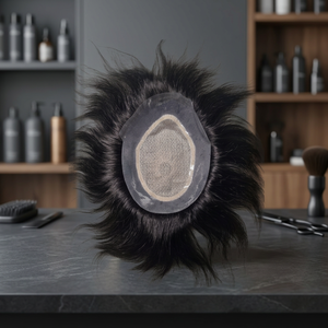 Prothèse capillaire Taz Hair BD en cheveux indiens Remy, avec base en soie, nœuds invisibles et en PU, pour remplacement capillaire noir et brun - Product Image 4