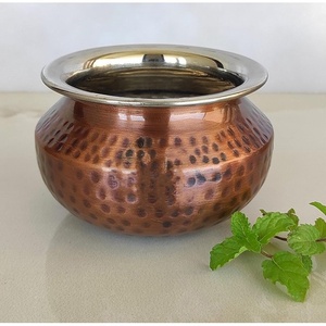 Wholesale Prices Steel Copper Punjabi Handi With Antique Dark Tone Hammered Design for Food Curry Biryani <b>Rice</b> Dishes Serveware - Product Image 3