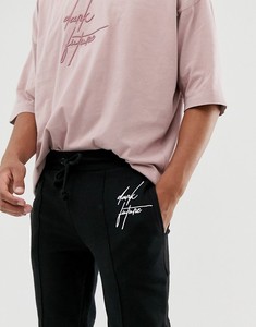 Ensemble de survêtement décontracté pour homme, jogging noir avec logo, t-shirt rose à col rond, manches courtes, couleur unie, respirant, léger - Product Image 2