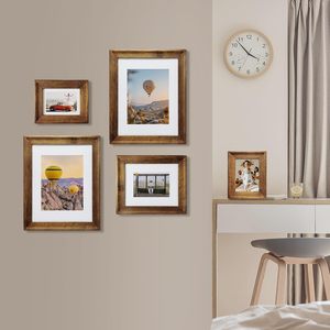 Wood Photo <b>Frames</b> Made of Solid Wood Display Pictures 4x6 with Mat or <b>5x7</b> Without Mat, Wall Hanging and Tabletop Standing - Product Image 3