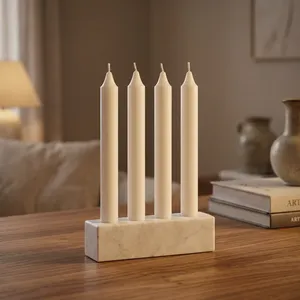 White <b>Marble</b> <b>Candle</b> Stand for 4 Taper <b>Candles</b> Minimalist <b>Marble</b> <b>Candle</b> <b>Holder</b> Tabletop Decorative <b>Candle</b> Stand for Home Decor - Product Image 6