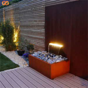 Fuente de Cascada para Exteriores de Acero Corten, Adorno de Jardín Moderno de Metal con Luces LED - Product Image 5