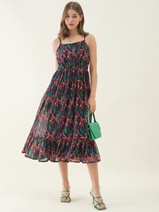 Vestido de Verano sin Mangas con Estampado Floral Negro de Alta Calidad para Mujer, para Usar en la Playa o Diariamente, Precio de Venta para Exportación - Product Image 5