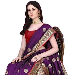 Indian Designer Viscose Faux Georgette Saree with Hand Dye Pattern Blouse Attached for Women Special Occasion Wholesale - Product Image 1