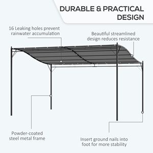 Pergola Gazebo 13FT X 10FT in Acciaio Grigio per Esterni con Tessuto Resistente alle Intemperie e Fori di Drenaggio - Product Image 5