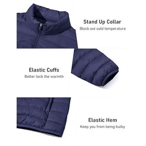 Veste matelassée légère pour homme avec logo personnalisé, imperméable, coupe-vent, isolée, avec col montant - Product Image 6