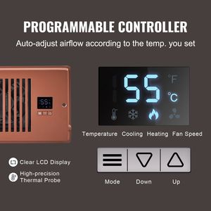 Ventilatore Booster per Bocchette di Ventilazione dal Design Moderno con Termostato a Controllo Remoto, Silenzioso, per Bocchette di 4FT X 10FT - Product Image 4