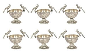 Bol en métal vintage avec poignées en forme de perroquet, fait main, pour fruits et collations, décoration de fête - Product Image 2