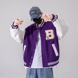 <b>Men's</b> Brown Varsity <b>Jacket</b> Embroidered Letter A Patch Design Turn-down Collar Casual Autumn Wear Regular Fit - Product Image 5