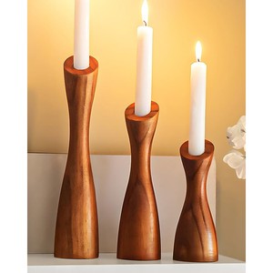 Juego de Portavelas Apilables de Madera de Bambú - Moderno, Hecho a Mano, Venta al Por Mayor - Product Image 1