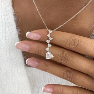 Collar con Colgante de Diamante en Forma de Corazón, Oro Blanco de 14K, Collar Romántico con Colgante de Corazón, Regalo de Aniversario para Mujeres Elegantes - Product Image 2