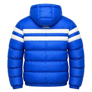 Veste matelassée à capuche bleue et blanche pour homme, manteau d'hiver chaud, veste d'extérieur, vente en gros ONE APEX Apparel - Product Image 2