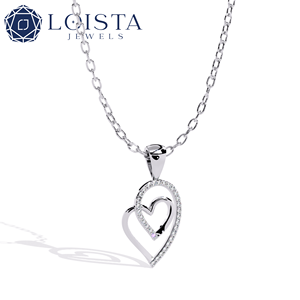 Collar con Colgante de Diamante en Forma de Corazón Plateado para Mujer, LOISTA, Joyería Romántica para Uso Diario con Diamantes Naturales Color G - Product Image 1