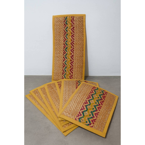 Chemin de table en fibre de Murta naturelle tissé à la main Shetal Pati (Sitol Pati) – 1 chemin de table + 6 sets de napperons – Écologique et traditionnel pour la maison - Product Image 3