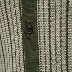 Camisa POLO de manga corta de punto, estilo veraniego para hombre, con botones, a rayas, moderna, versátil y transpirable - Product Image 5