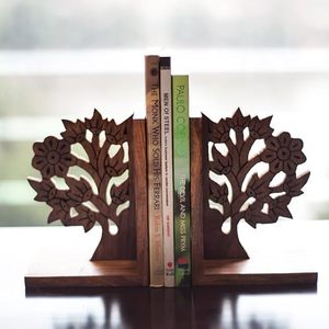Art Deco Wooden Desktop <b>Bookends</b> with Metal Storage Organizer Home Decor Pen Pencil Desk Set - Product Image 6