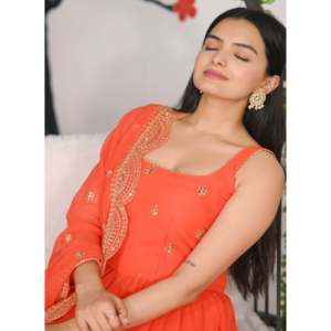 Vestido de Georgette con Corte en A, Cintura Natural, Talla XL, Bordado con Lentejuelas - Product Image 2