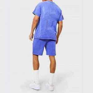 Conjunto de Pantalones Cortos y Camiseta de Algodón Puro para Hombre, Lavado Ácido, Estilo Retro, con Logotipo Personalizado con Impresión Digital, Conjunto de 2 Piezas - Product Image 4
